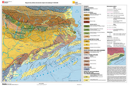 Mapa de les unitats estructurals majors de Catalunya 1:1 000 000